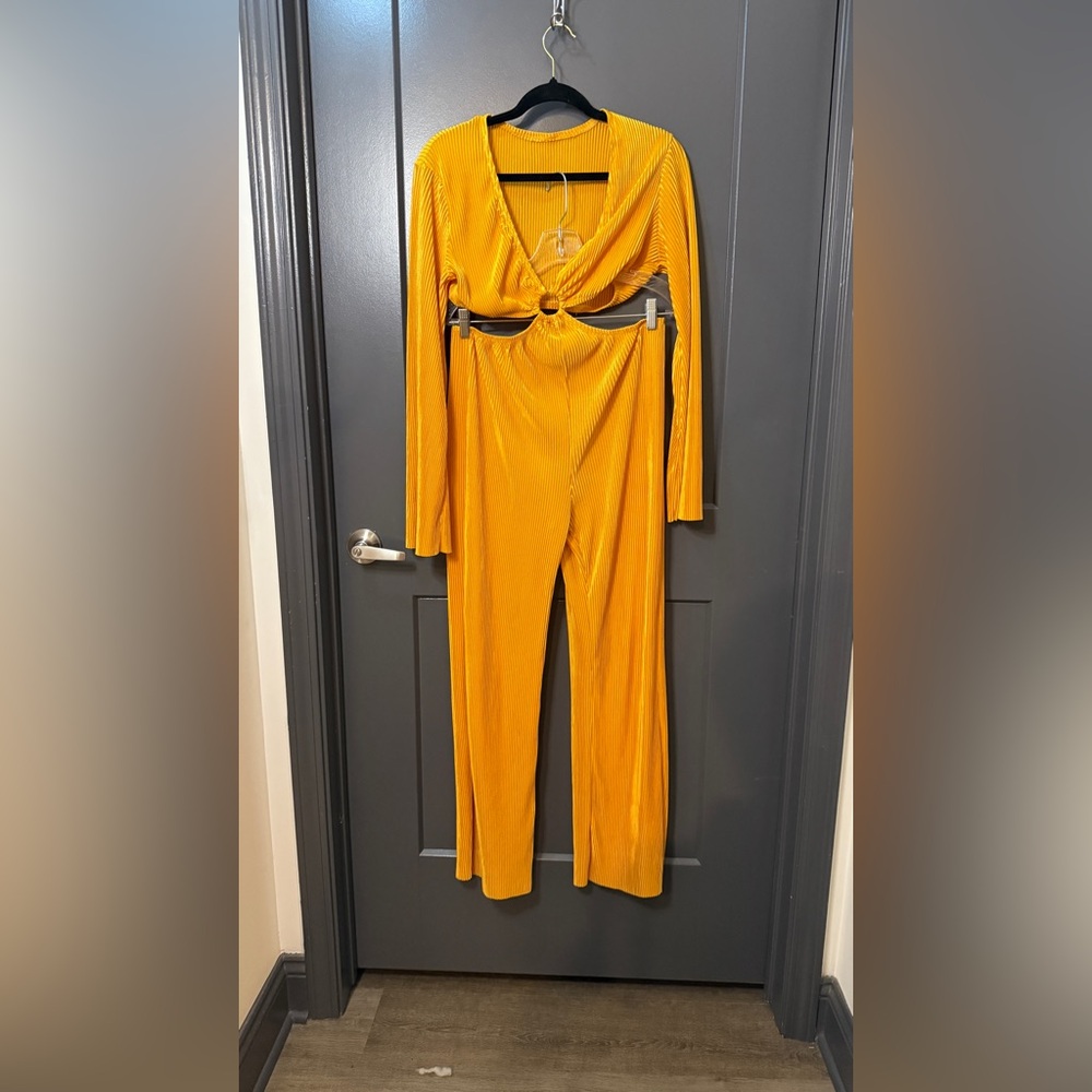 Chic Yellow Jumpsuit with Ring Detail